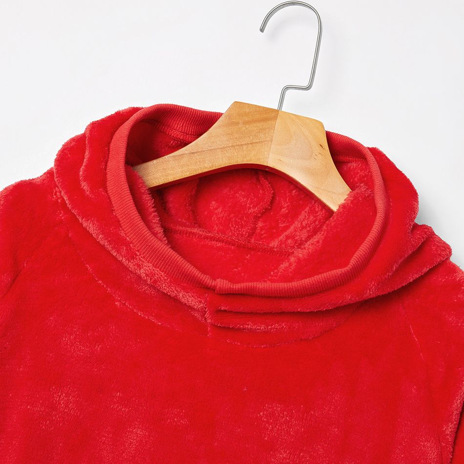 Christmas Antler Red Plush Hooded Family Matching Sweatshirts Red big image 6