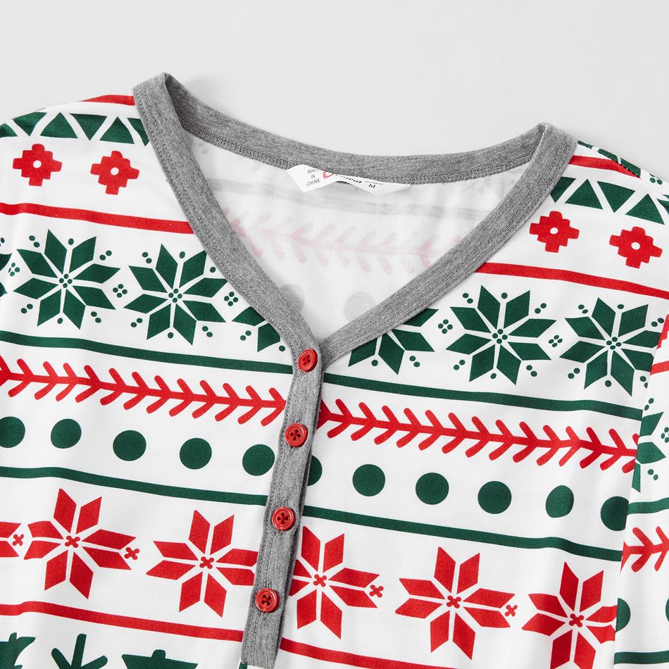 Allover Christmas Print Long-sleeve Family Matching Pajamas Set(Flame Resistant) Multi-color big image 6
