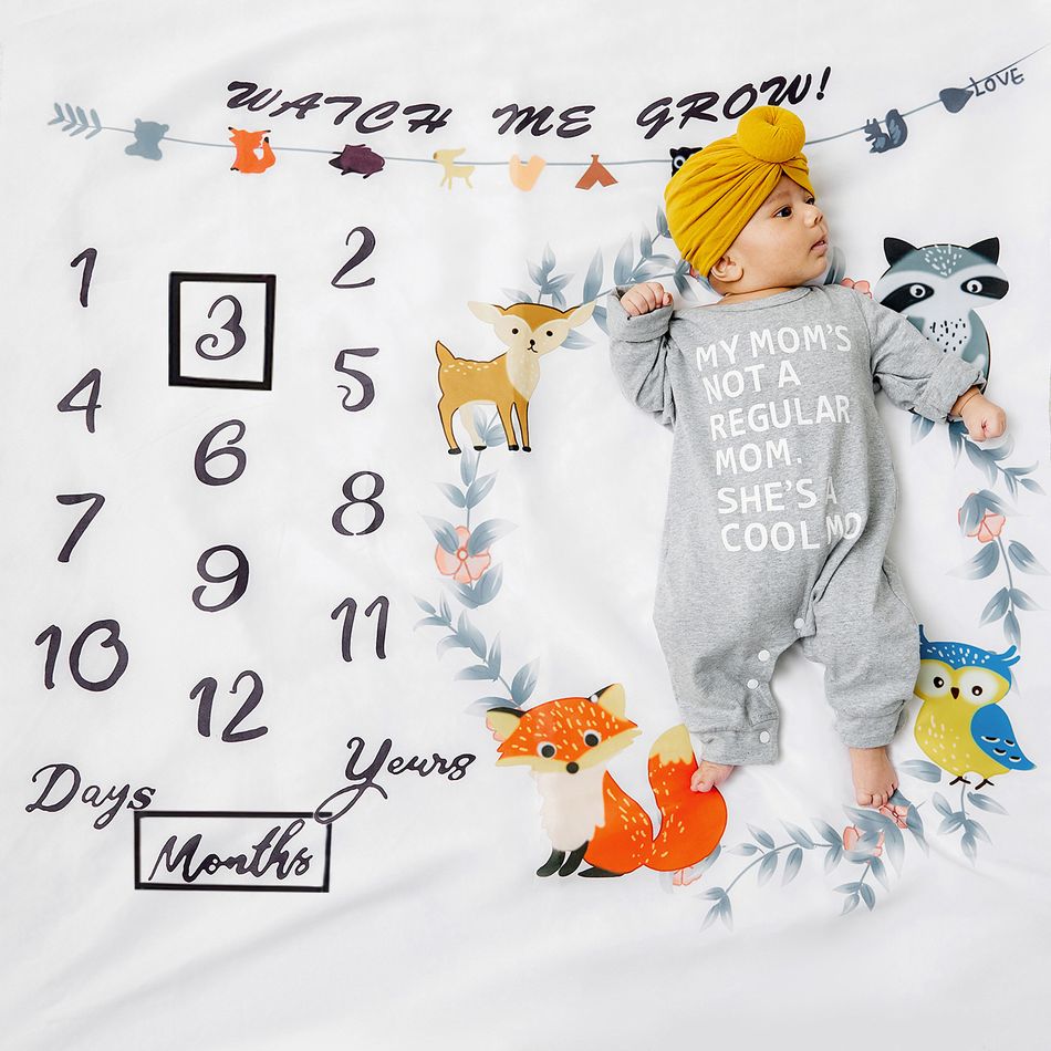 12 Monthly Cute Cartoon Animal Print Baby Milestone Photography Newborn Soft Baby Photography Props Background Blanket photo Multi-color big image 6