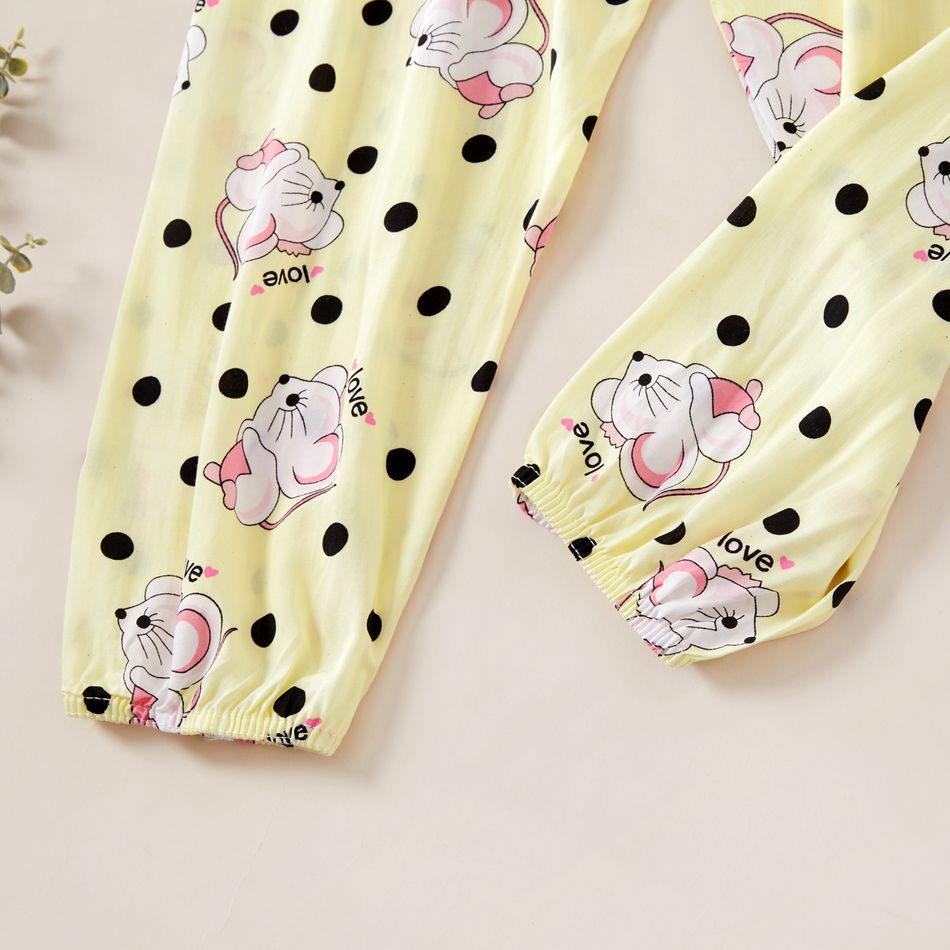 Kid Girl Spaceship/Floral & Elegant/Mouse & Polka dots Print Casual Pants Beige