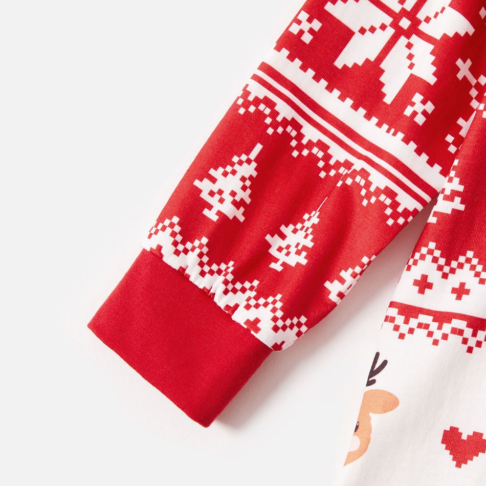 Family Matching Allover Red Christmas Snowflake Print Long-sleeve Pajamas Set(Flame Resistant) Red big image 8
