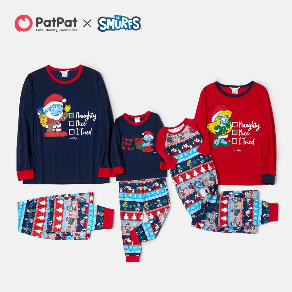 Smurfs Naughty or Nice Fairisle Family Matching Pajamas （Flame Resistant） Color block