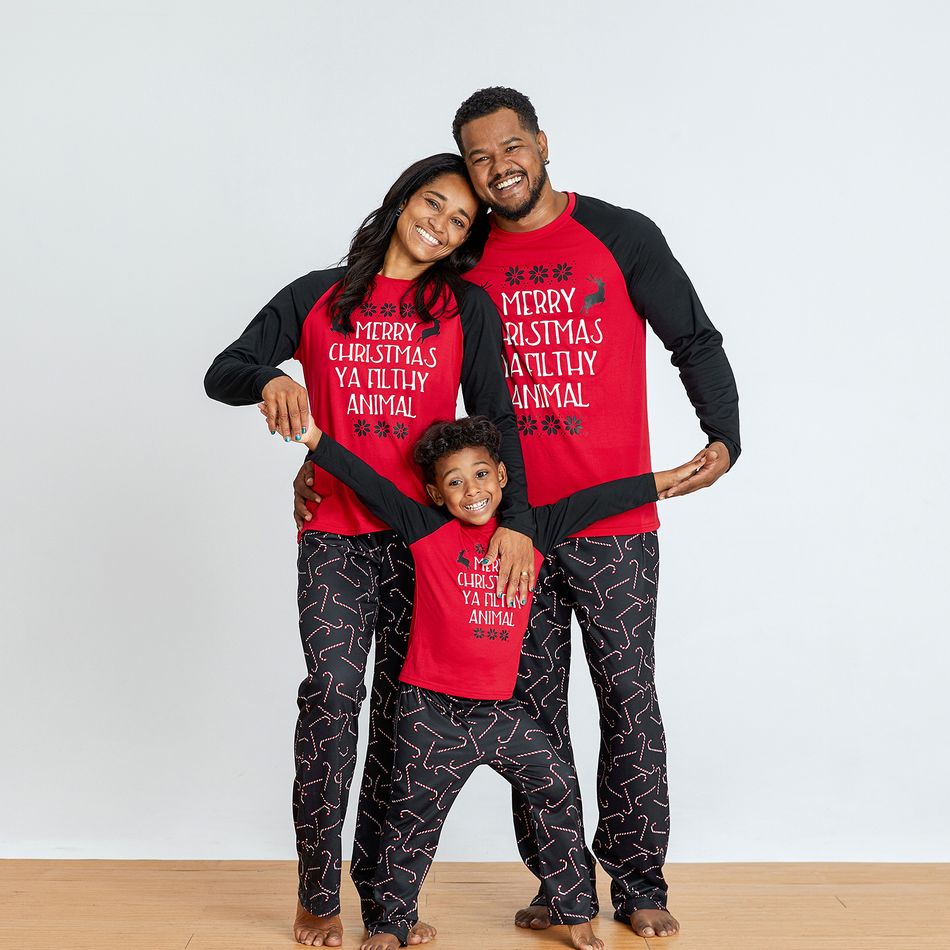 Christmas Letter Print Family Matching Pajamas Sets Red big image 14