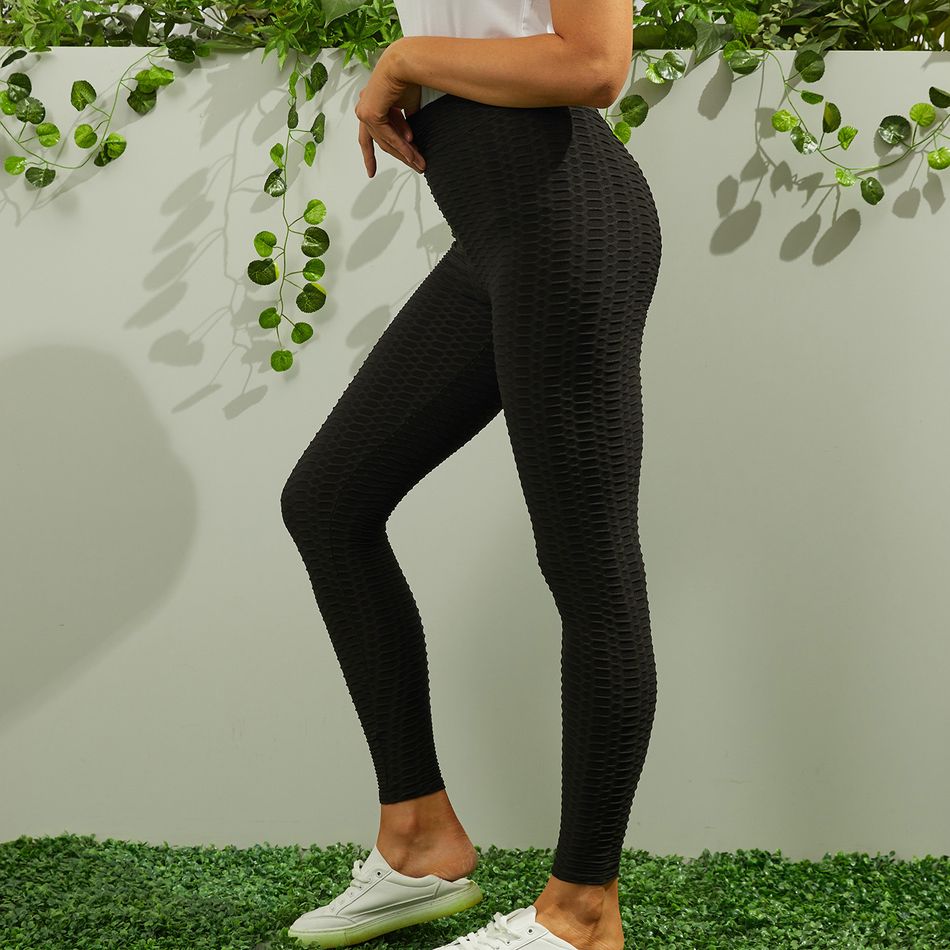 Butt Lifting Textured Leggings Black big image 4