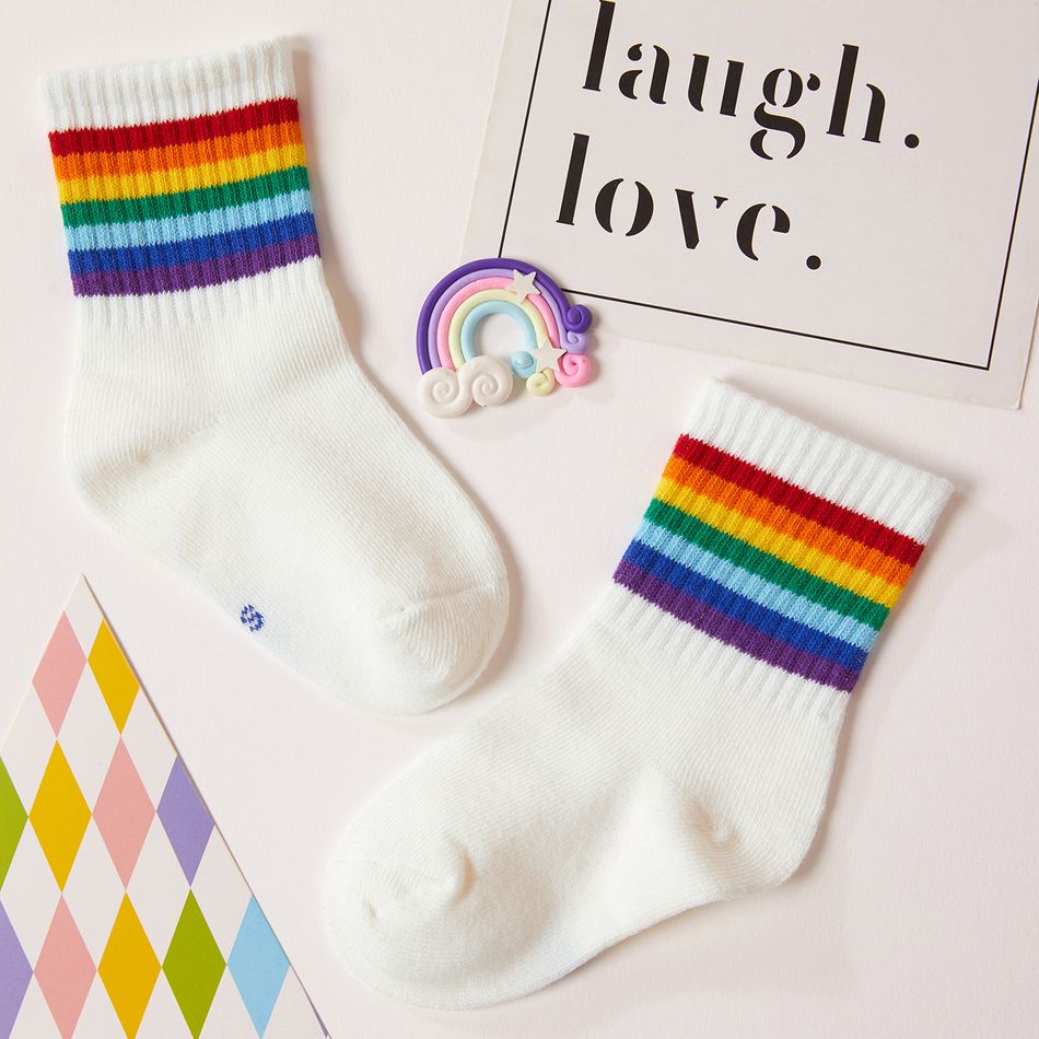 Baby / Toddler / Kid Rainbow Knitted Socks White big image 1