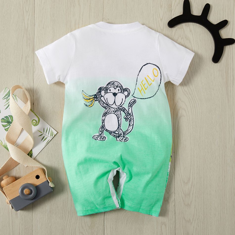 100% Cotton Animal Print Short-sleeve Baby Romper Multi-color big image 2