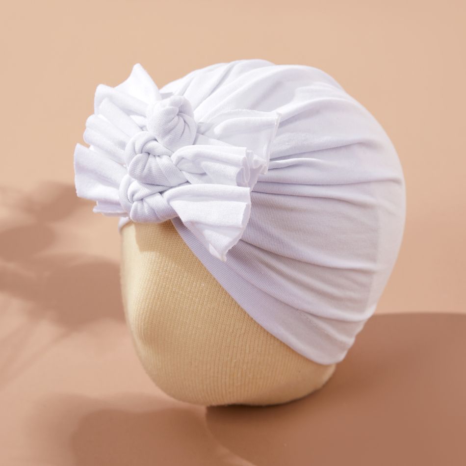 Baby / Toddler Solid Bowknot Hat White big image 1