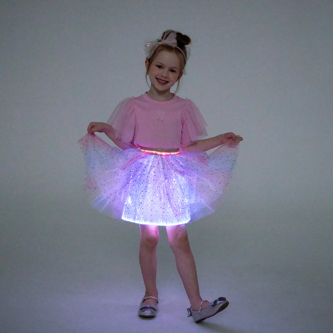 Go-Glow Light Up Colorful Skirt with Star Glitter Including Controller (Built-In Battery) Multi-color image 1