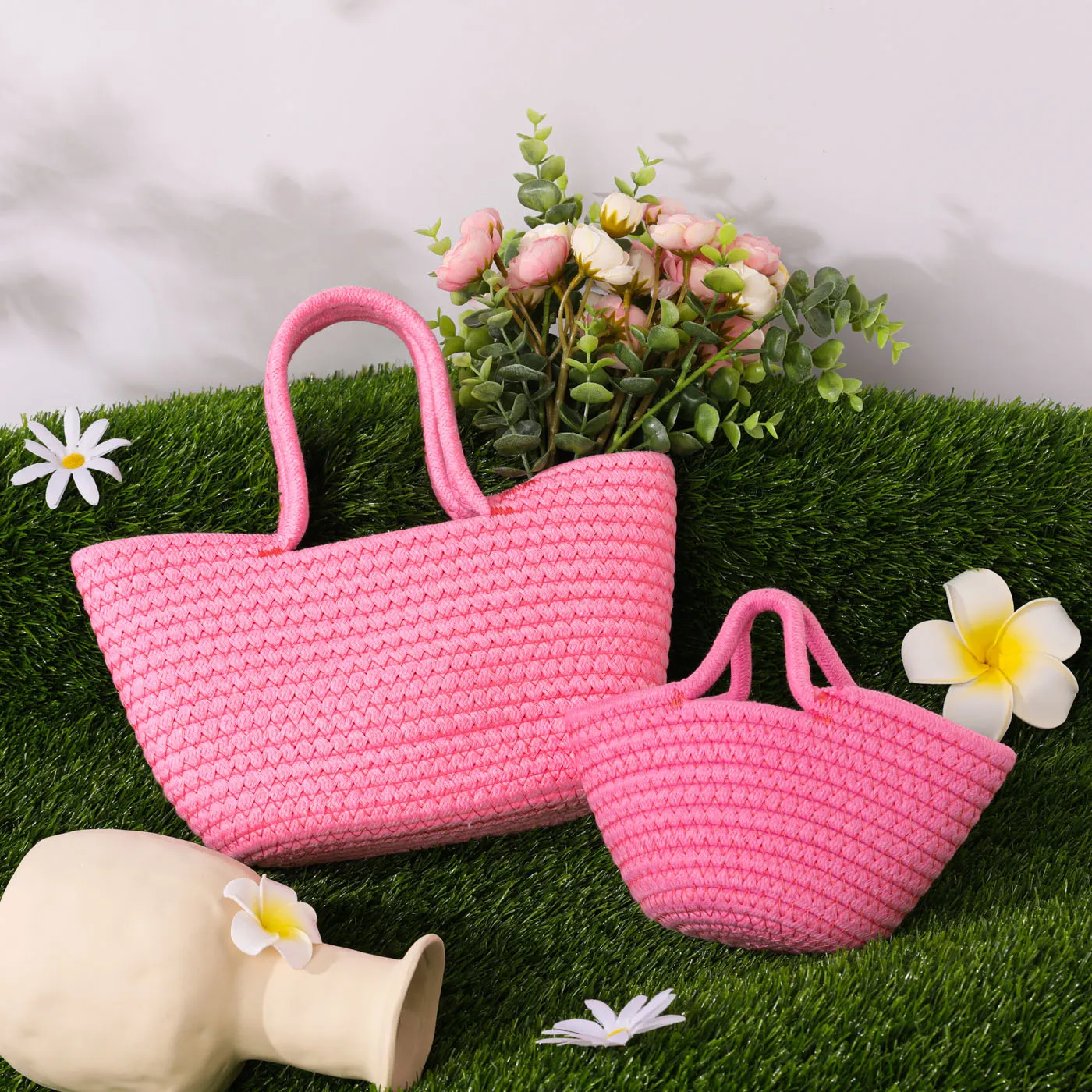 Woven Solid Handbag for Mom and Me  image 1