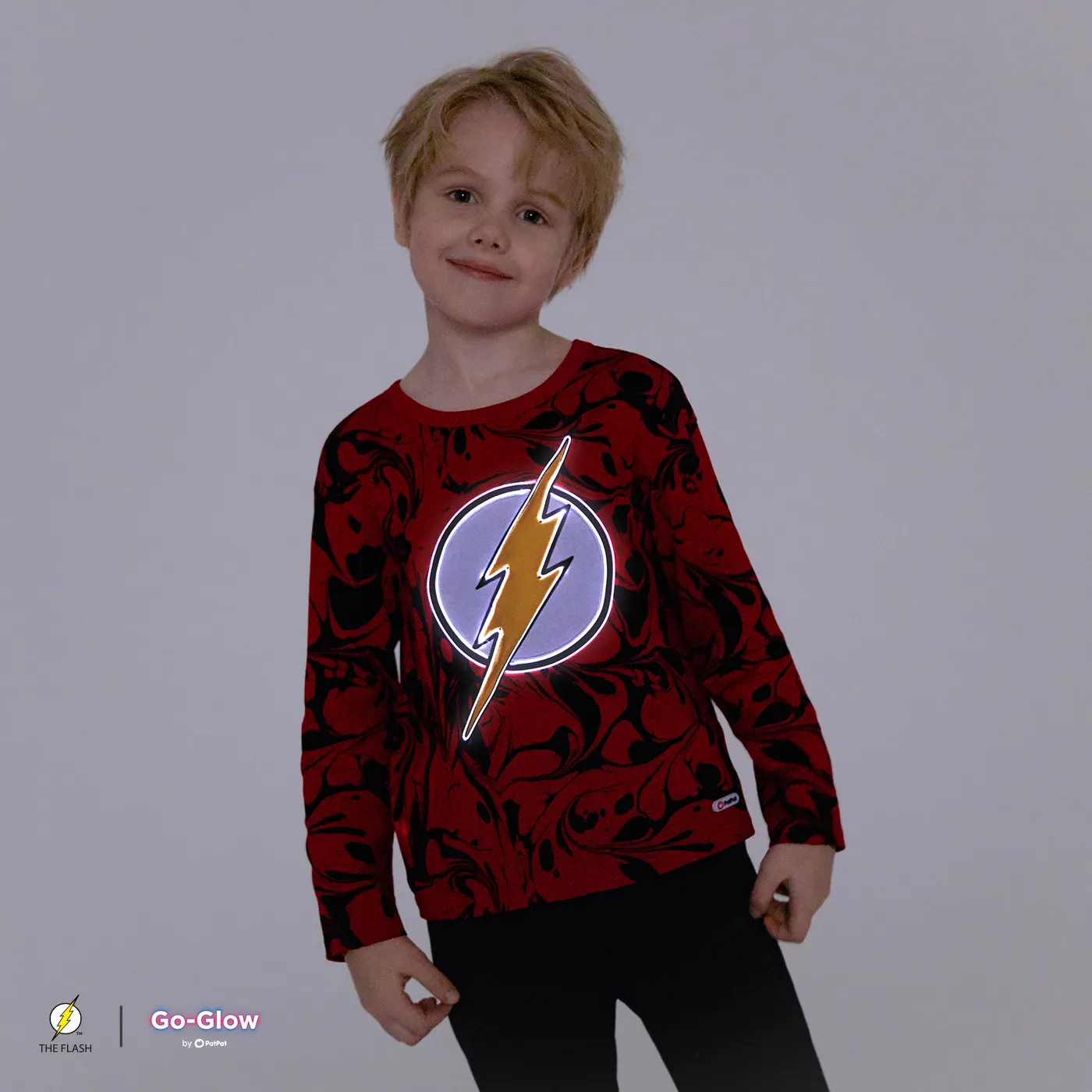 Go-Glow THE FLASH Illuminating Red Sweatshirt with Light Up The Flash Pattern Including Controller (Battery Inside) Red image 1