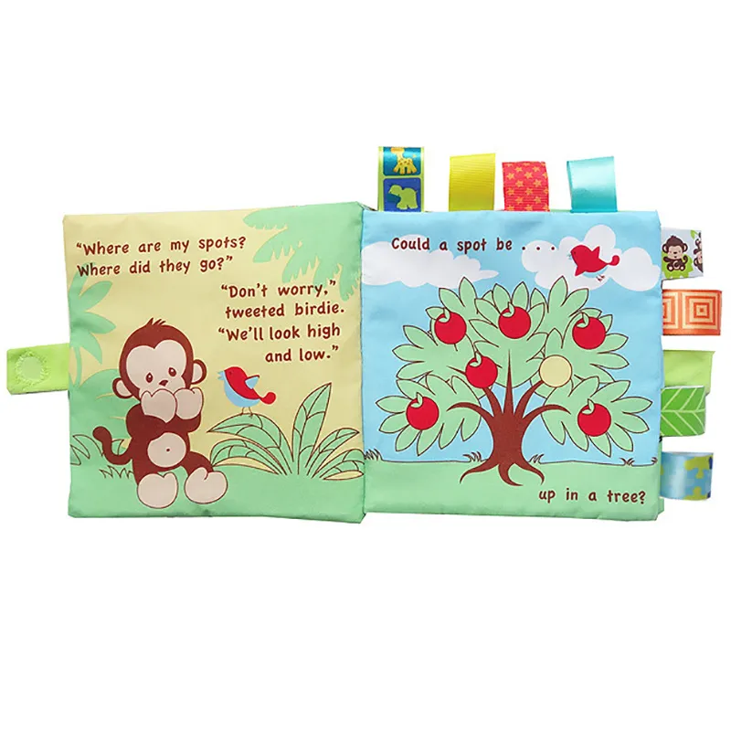 adorável animal macaco cachorro ovelha coruja pano bebê livro inteligência desenvolvimento brinquedo educacional pano macio aprendizagem cognize livros 4 páginas  image 5