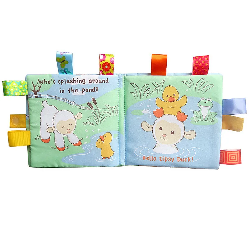 Adorable Animal Monkey Dog Sheep Owl Cloth Baby Book Intelligence Development Educational Toy Soft Cloth Learning Cognize Books  4pages White big image 1