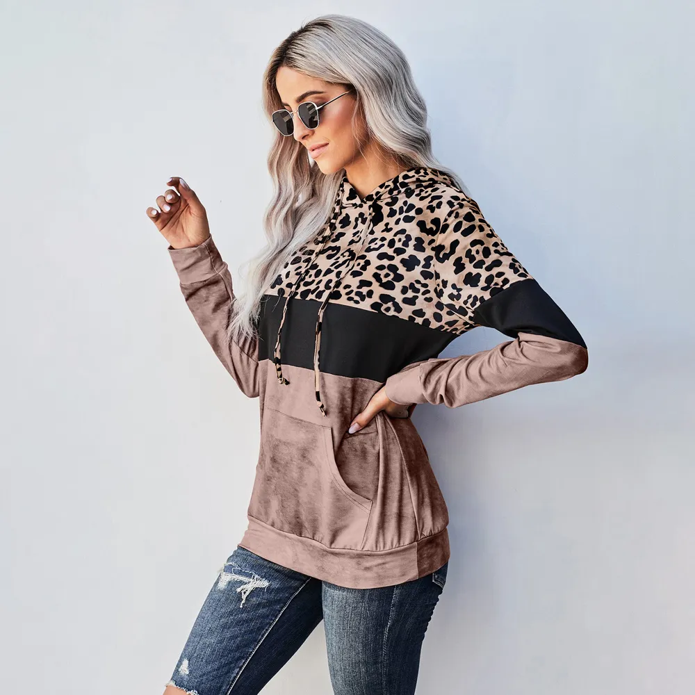 con cappuccio leopardato full print manica lunga normale con cappuccio big image 3