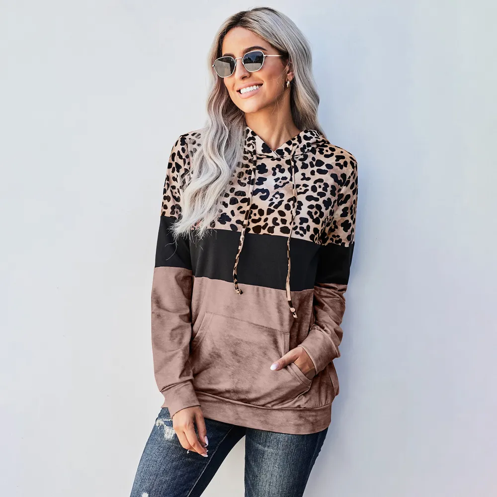 con cappuccio leopardato full print manica lunga normale con cappuccio big image 2