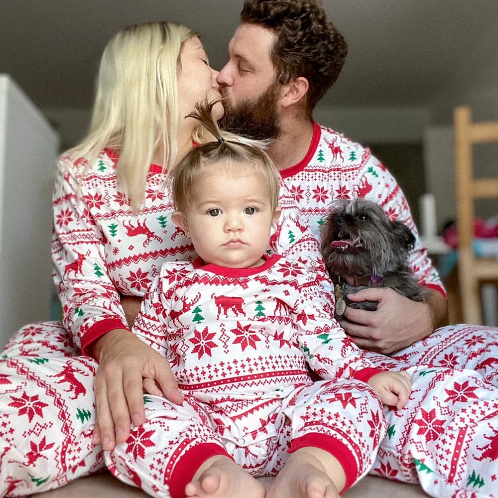 Christmas Reindeer and Snowflake Patterned Family Matching Pajamas Sets(Flame Resistant) big image 10