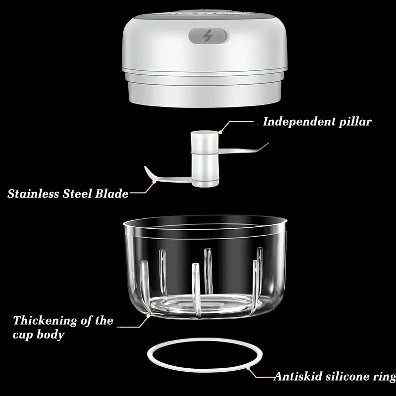 Mini Electric Garlic Grinder Portable Food Press Mincer Seasoning Masher Spice Chopper Kitchen Accessories White image 4