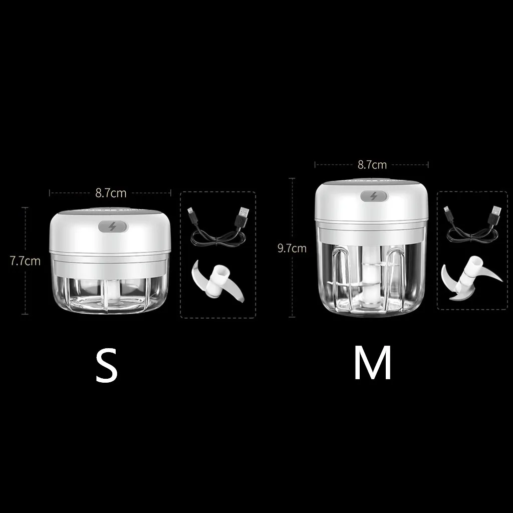 Mini Electric Garlic Grinder Portable Food Press Mincer Seasoning Masher Spice Chopper Kitchen Accessories White big image 1