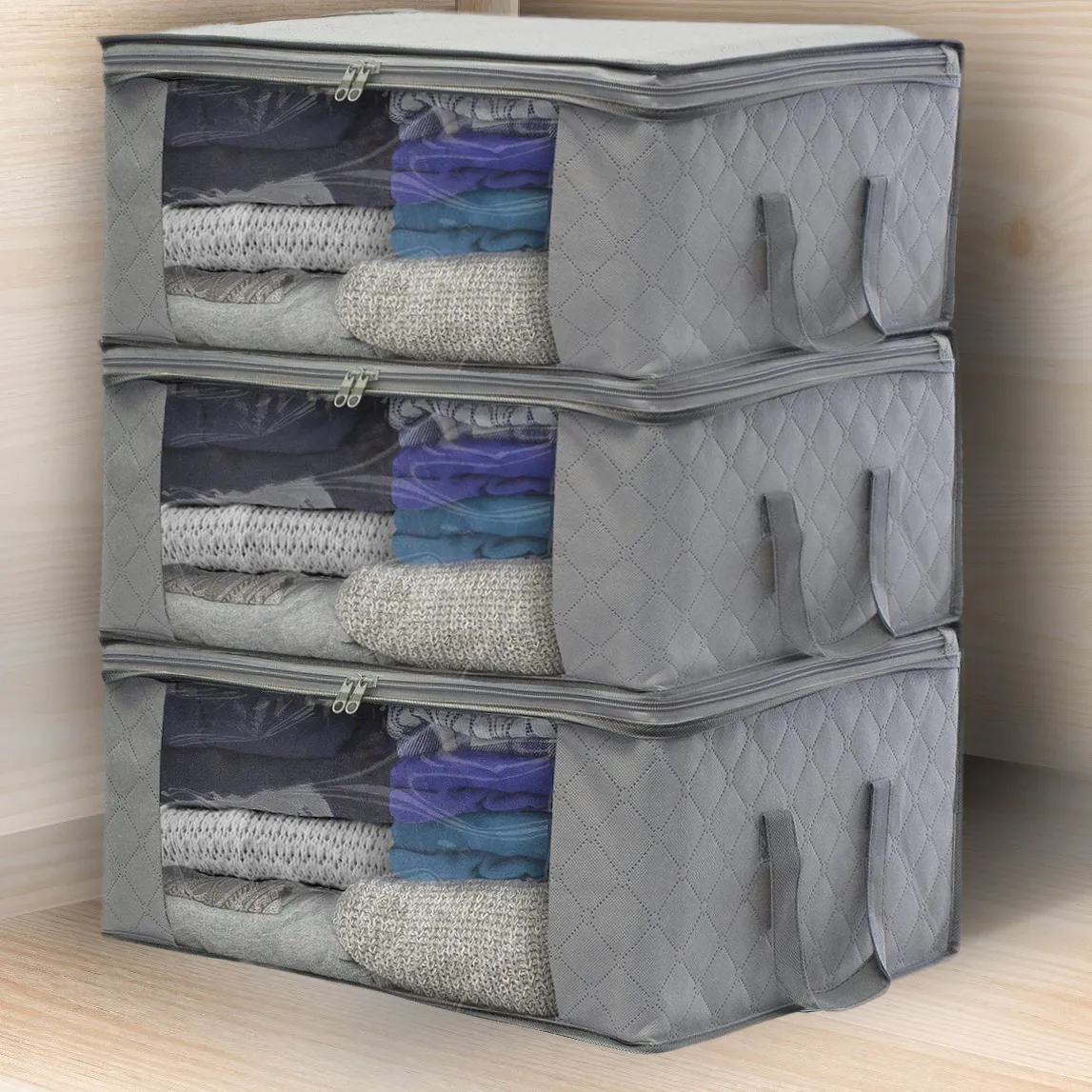 1 stück/3 stücke faltbare staubdichte aufbewahrung schuhkarton waschbare aufbewahrungsbox grau big image 1
