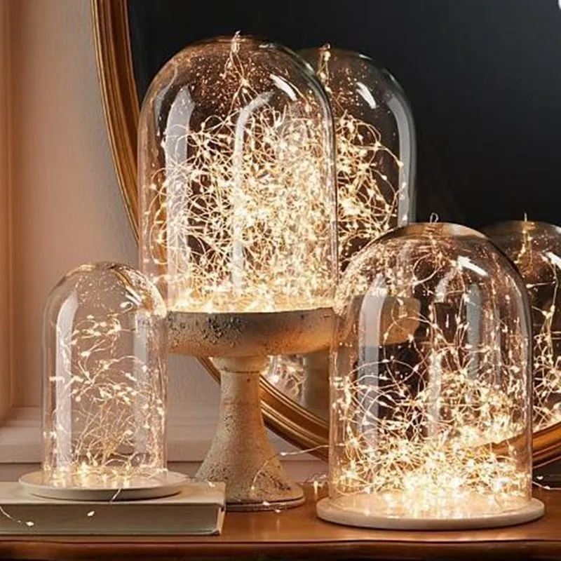 Lámpara de cadena flexible de luz led, lámpara de armario de alambre de cobre, decoración de estantería, banquete de boda Beige big image 1