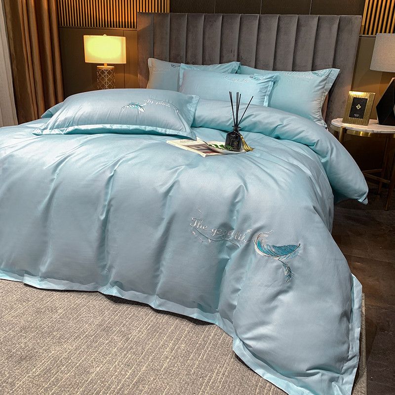 

4-PCS Feather Embroidery Cover Set Bedding Sets Comfort Cover Pillow Cases