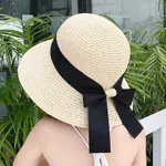Straw Bowknot Beach Hats for Mommy and Me  image 3