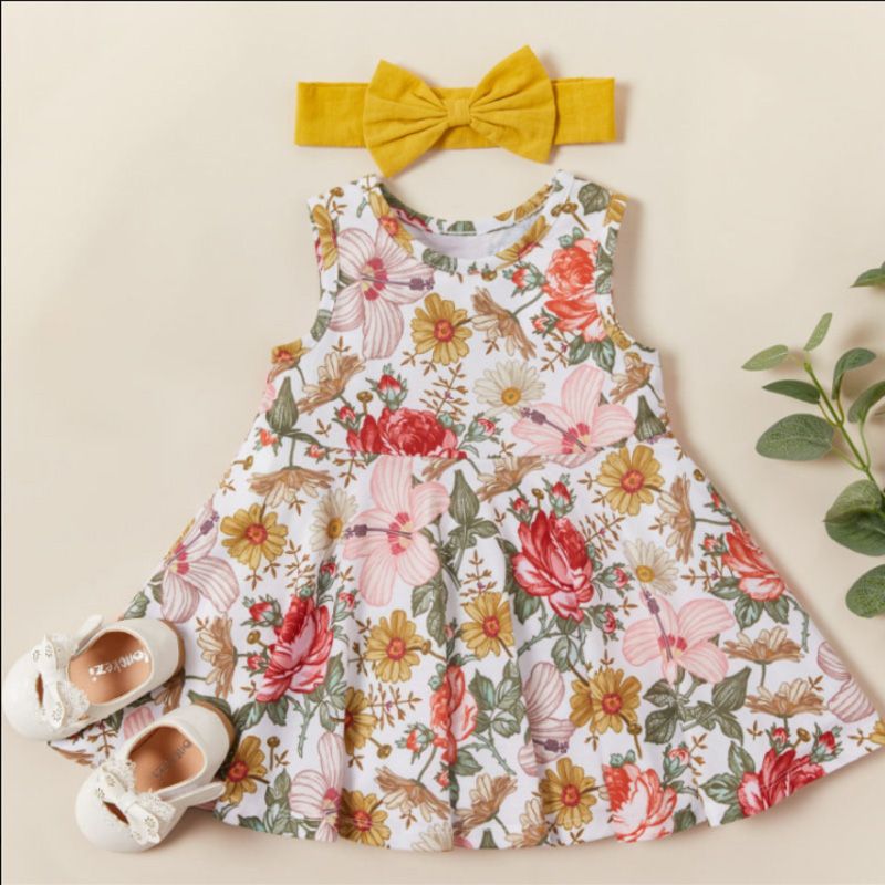 

Baby Girl Floral Sweet Sleeveless Dress