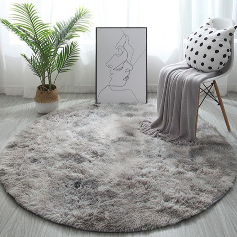 Nordic Tie-dye Gradient Round Carpet Chair Long Hair Bedroom Rug Home Living Room Bedside Mat Computer Entrance Hall Non-slip