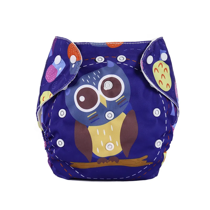 Baby Waterproof Cloth Diapers Printed Diapers One Size Pocket Baby Nappies Washable Cloth Diaper Cover Adjustable Eco-friendly Nappy Purple