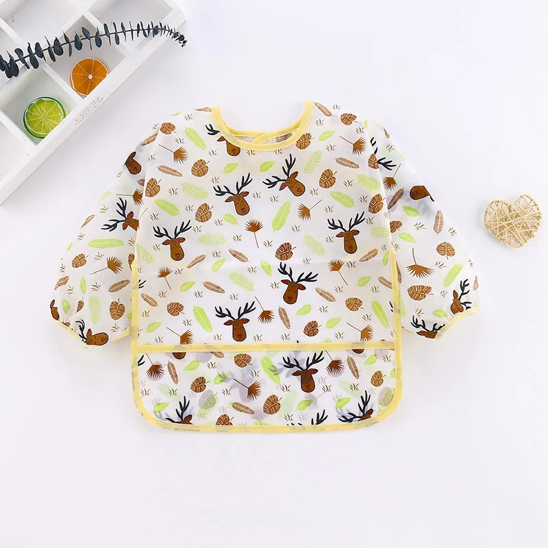 Baby Long-sleeved Waterproof Anti-wearing Clothes Baby Eating Gowns Protective Clothes With Rice  big image 1