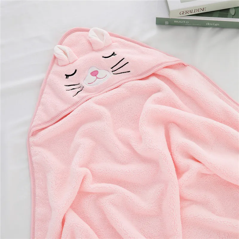 Baby Hug Blanket Spring Winter Autumn Newborn Air Conditioner Quilt Bath Towel Coral Fleece Hat Wrap Warm Birth Blanket Gift  image 1