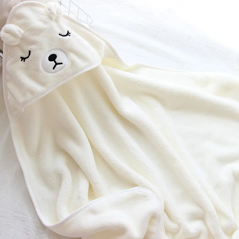 Baby Hug Blanket Spring Winter Autumn Newborn Air Conditioner Quilt Bath Towel Coral Fleece Hat Wrap Warm Birth Blanket Gift Beige image 2