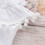 3pcs Baby Girl 95% Cotton Crepe Pompon Decor Flounced Collar Flutter-sleeve Set  image 6