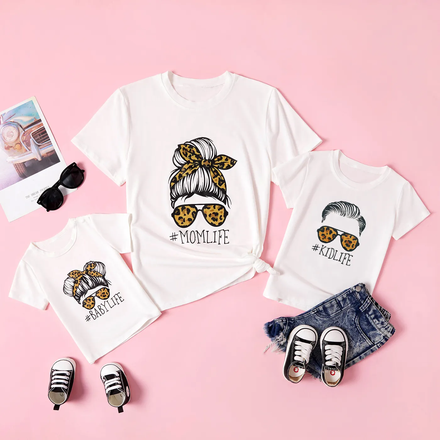 Letter Print Short Sleeve T-shirts for Mommy and Me  big image 8