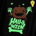 Family Matching Halloween Pumpkin and Glow In The Dark Letter Print Black Long-sleeve Sweatshirts  image 4