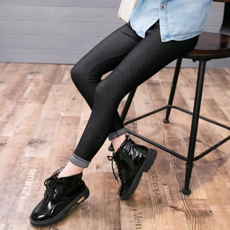 Kid Girl 100% Cotton Casual Elastic Denim Leggings  big image 7