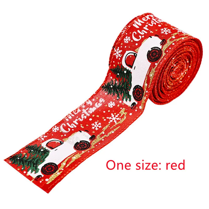 Christmas Decorations Colorful Car Printing Ribbon Christmas Tree Decoration Party Arrangement Gift Wrapping Ribbon big image 13