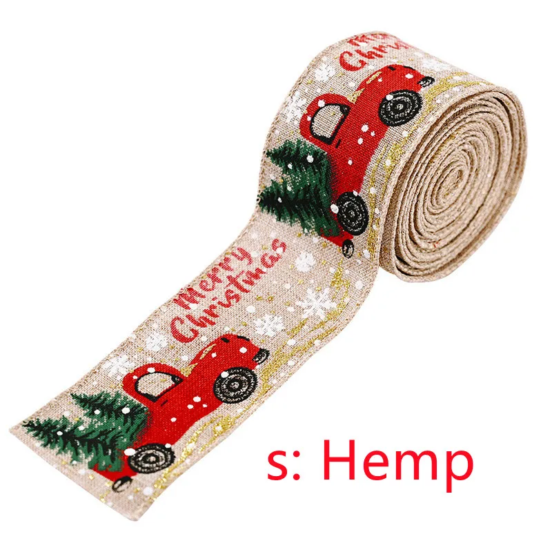 Christmas Decorations Colorful Car Printing Ribbon Christmas Tree Decoration Party Arrangement Gift Wrapping Ribbon  big image 14