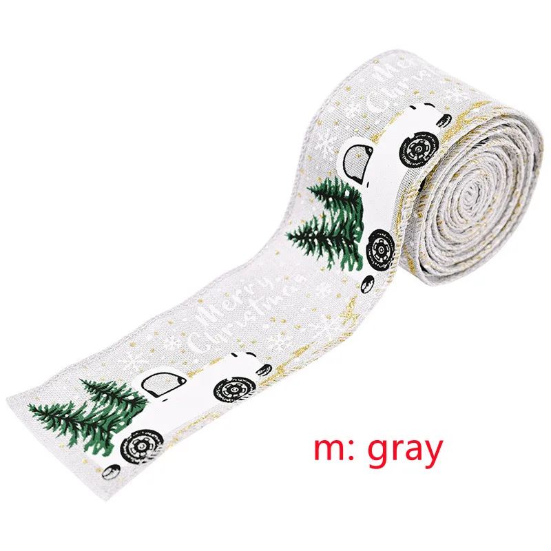 Christmas Decorations Colorful Car Printing Ribbon Christmas Tree Decoration Party Arrangement Gift Wrapping Ribbon big image 15