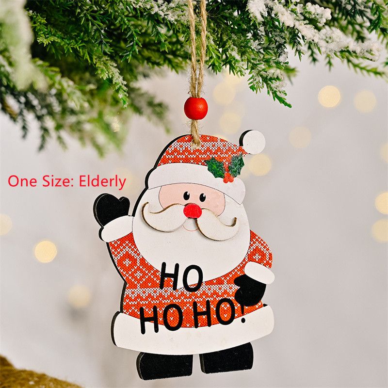Christmas Pendant, Wooden Elk Santa Claus Snowman Pendant Christmas Tree Pendant Decoration
