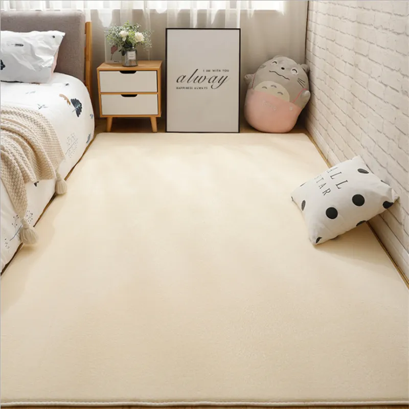 Minimalist Pure Color Carpet Bedside Indoor Rug Restaurant Living Bedroom Carpet Beige big image 1