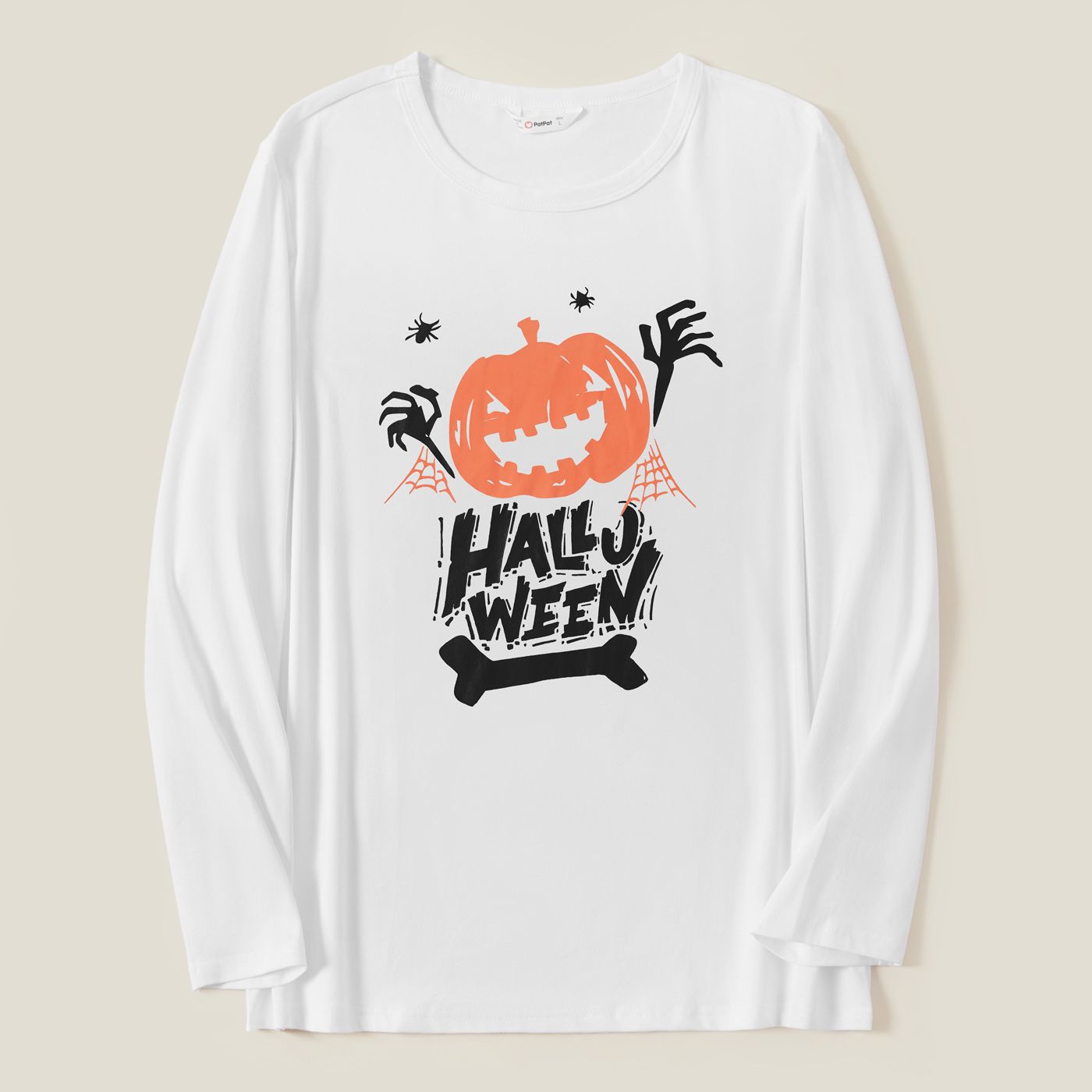 Family Matching Halloween Pumpkin And Glow In The Dark Letter Print Black Long-sleeve Sweatshirts