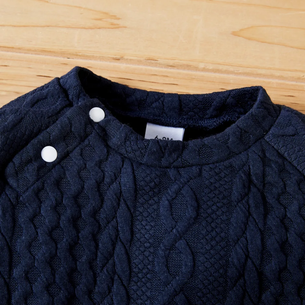 2pcs Baby Boy/Girl Solid Long-sleeve Imitation Knitting Set big image 2