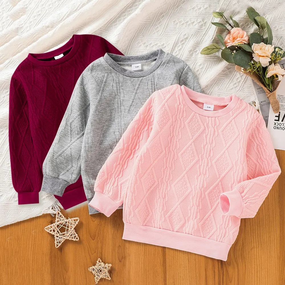 Toddler Girl Textured Solid Pullover Sweatshirt big image 6