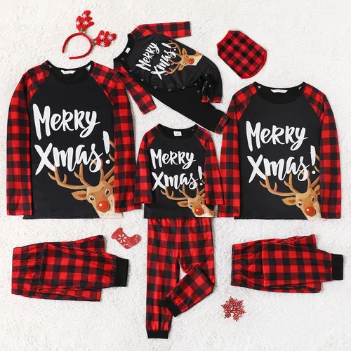 Family Look Black casual Pajama Sets Christmas pattern  Litooffset print Matching Pajamas