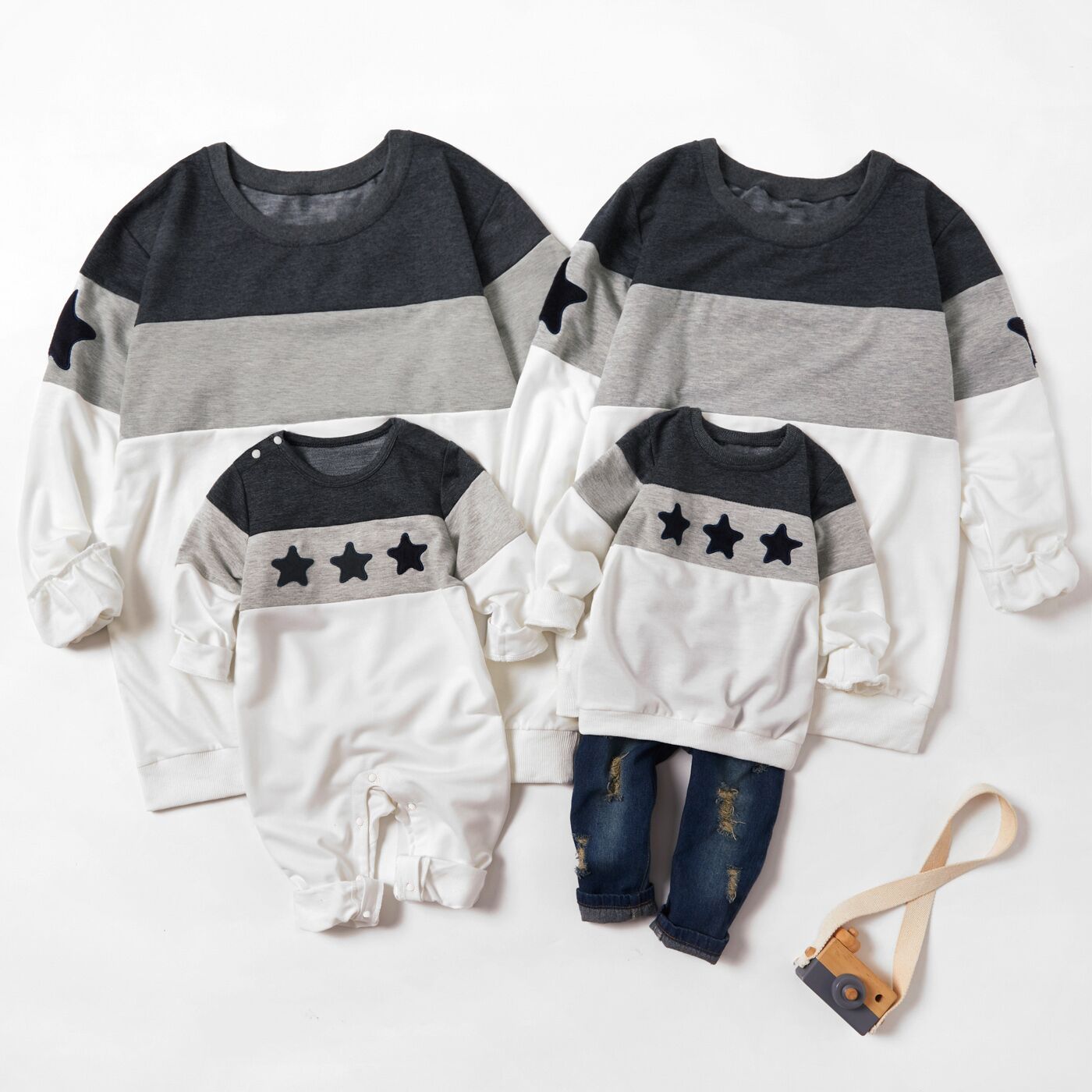 

Classic Star Print Colorblock Family Matching Sweatshirts(Without Pants)