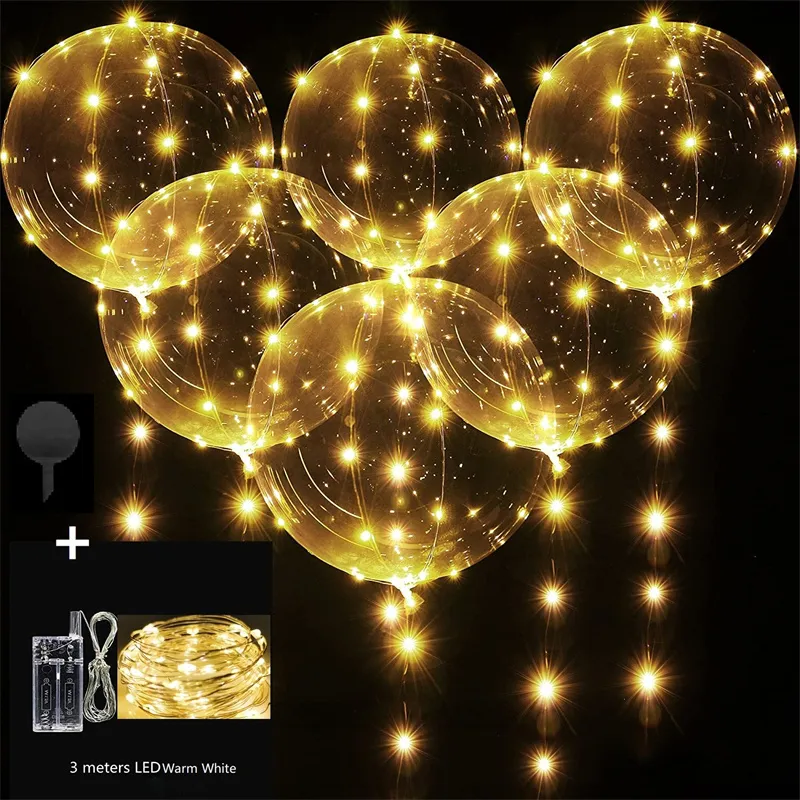 LED bulle ballon fil de cuivre guirlandes lumineuses mariage anniversaire vacances fête décorations led ballon lumineux Blanc big image 1