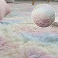 Rainbow Colors Long Hair Tie Dyeing Carpet Bay Window Bedside Mat Soft Area Rugs Shaggy Blanket Gradient Color Living Room Rug  image 4