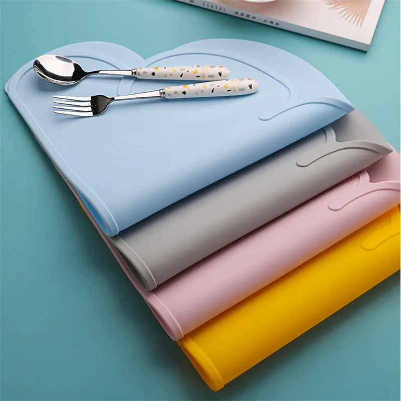 Kids Silicone Placemat Cloud Shape Non-Slip Placemat Portable Food Mat Dining Table for Baby Infants Toddlers Children Light Blue image 4