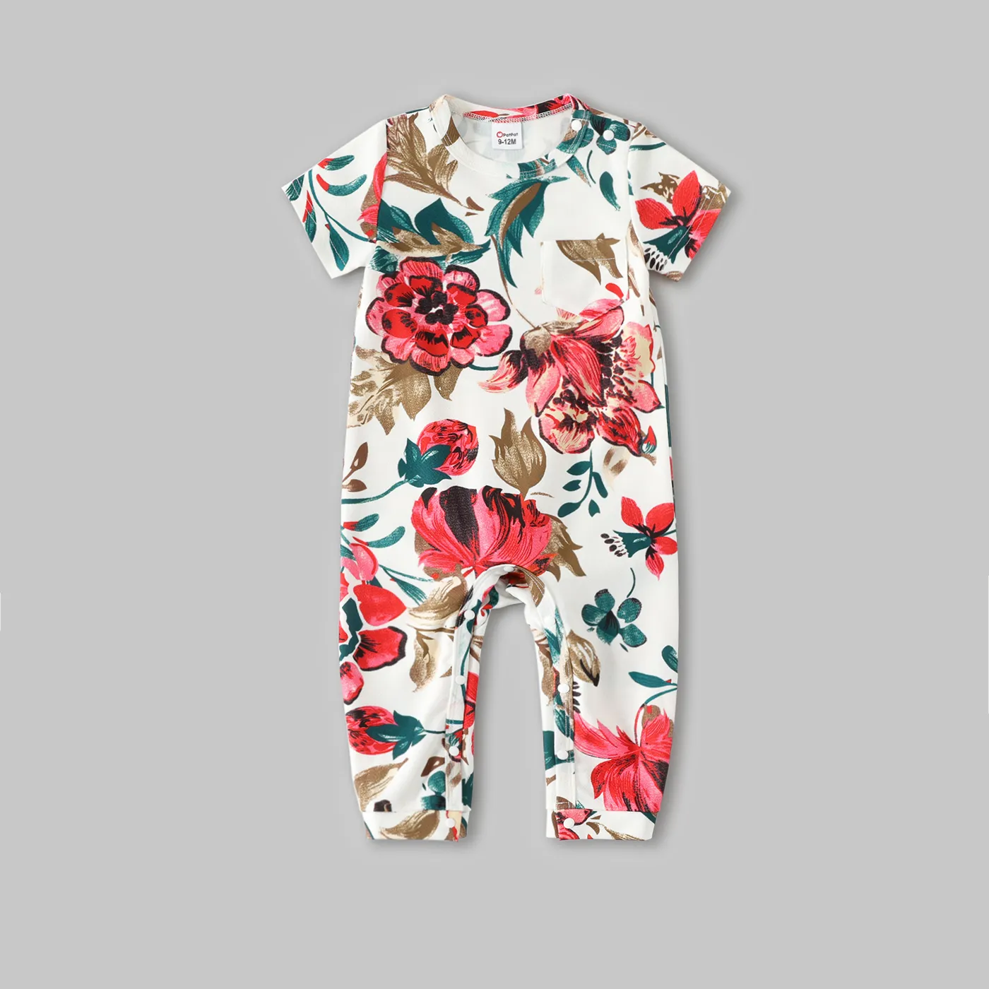 Family Matching All Over Floral Print Short-sleeve Bodycon Dresses and Colorblock T-shirts Sets HS big image 1