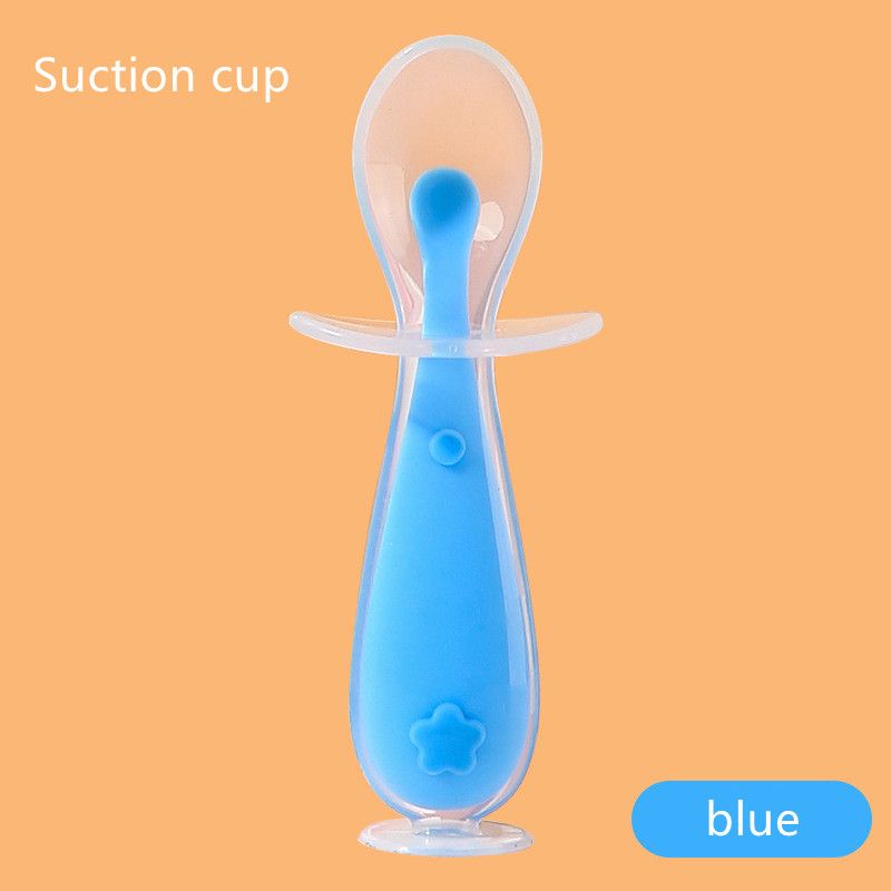 

Baby Silicone Suction Cup Soft Spoon with Choke Guard Toddler Self-Feeding Training Utensil